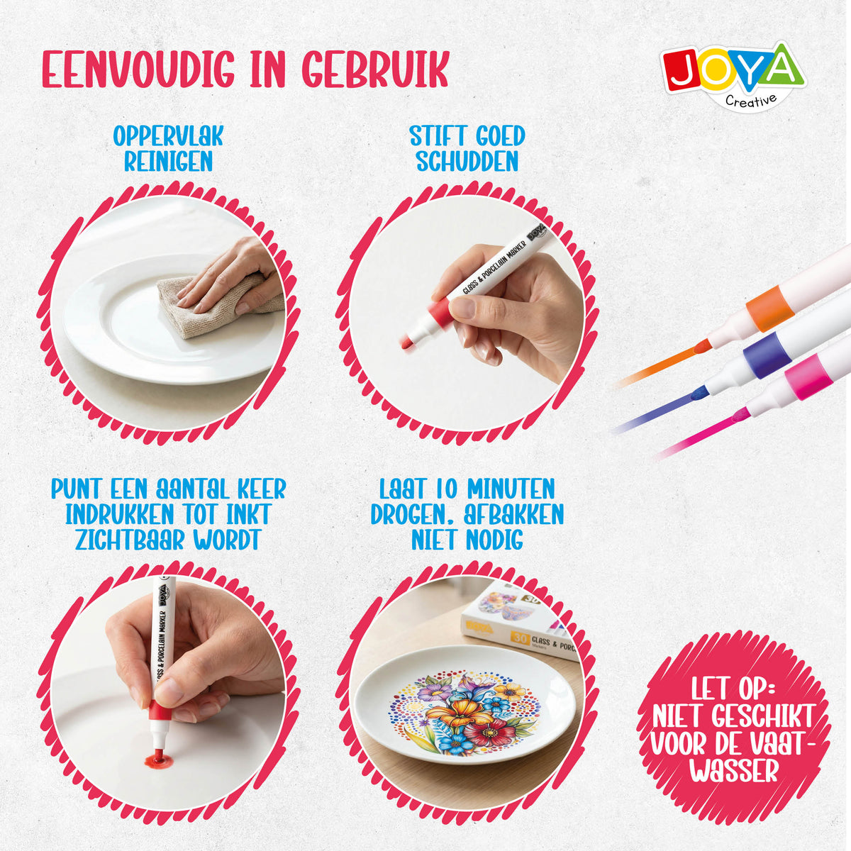 Joya Creative Porselein Stiften Set 30 Delig – Verf Stiften voor Porselein, Glas, Keramiek en DIY Decoratie