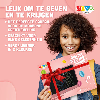 Joya Creative Pizarra de dibujo digital rosa de 15 pulgadas – Tableta de dibujo LCD para niños con función de borrado