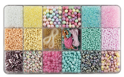 Joya Creative Luxe Bead Set 10,000 Pieces Pastel Pop Party - Bracelet Making with Letter Beads, Glass Beads, and Storage Box