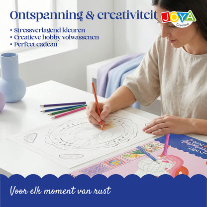 Joya Creative Lujoso libro de colorear con pósteres para adultos – 64 diseños desprendibles en A3, A4 y A5 sobre papel prémium con encuadernación de espiral
