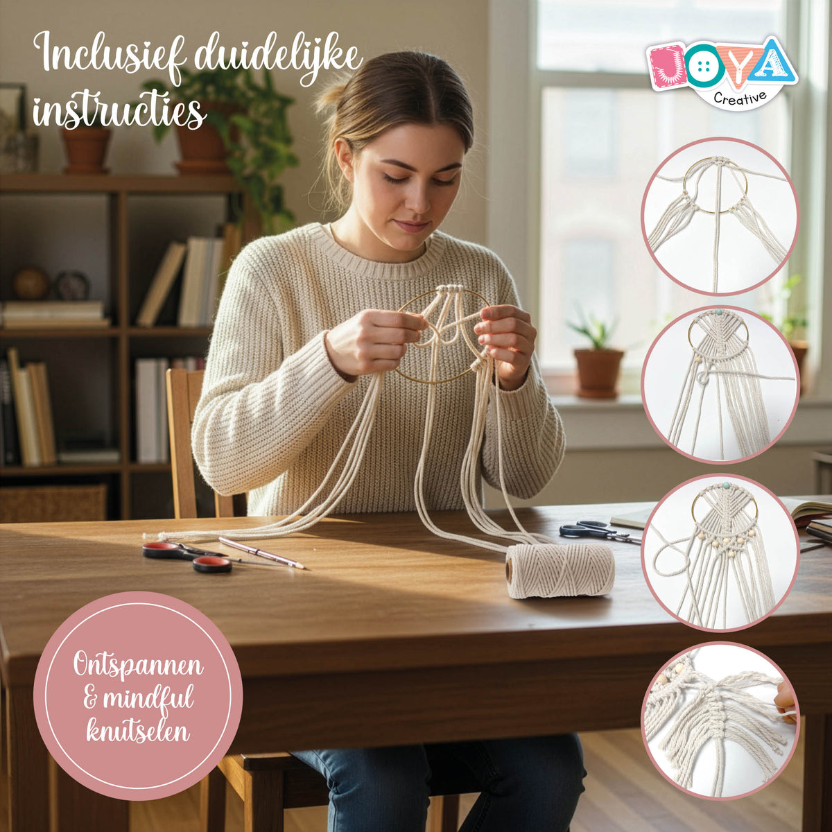 Joya Creative Set de macramé 2 en 1 – Crea tu propio tapiz de pared y atrapasueños, kit de manualidades DIY para adultos