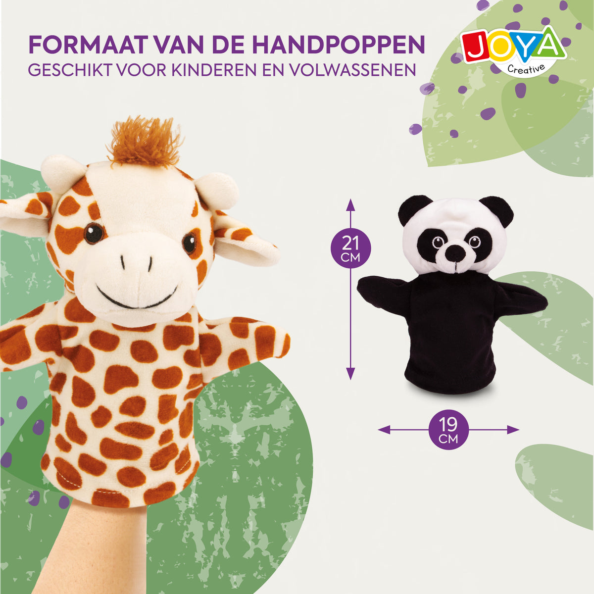 Marionetas de teatro 4 piezas - Marionetas de mano de animales - Marioneta de mano de león, panda, jirafa y elefante - Adecuadas para teatros de marionetas y títeres - Joya Creative