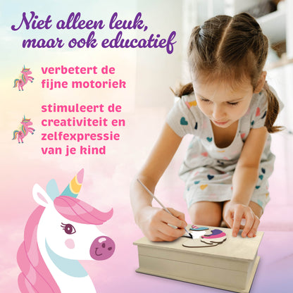 Joya Creative Kit de manualidades de unicornio 4 en 1 – Pintura, pegatinas, pixel art y decoración de joyero