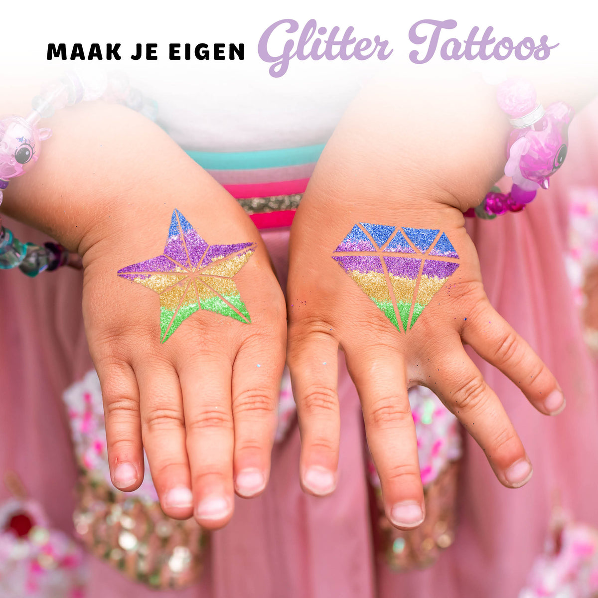 Joya Creative Glitter Tattoo Set XXL – Biologisch Afbreekbare Glitter Tattoos met Sjablonen voor Kinderen