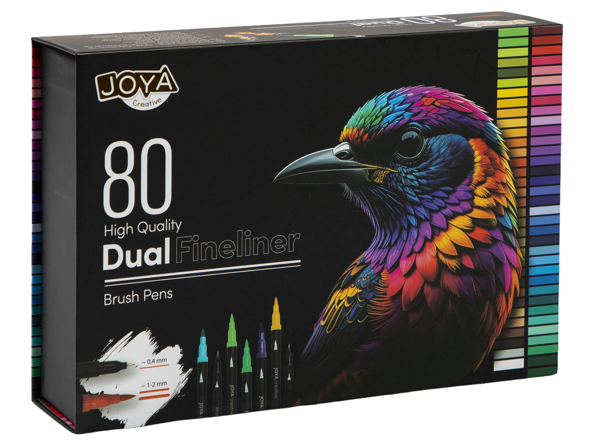Joya Creative Set de fineliners dobles y rotuladores de pincel de 80 piezas – Rotuladores de colores para lettering, bullet journaling y dibujo