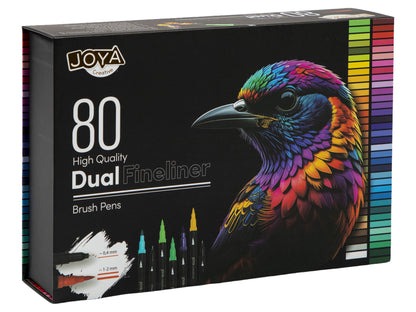 Joya Creative Set de fineliners dobles y rotuladores de pincel de 80 piezas – Rotuladores de colores para lettering, bullet journaling y dibujo