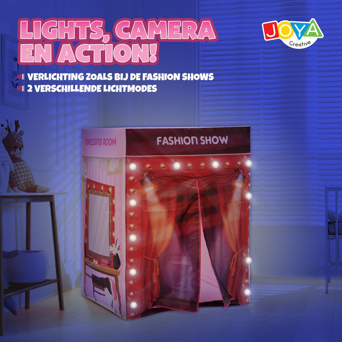 Joya Creative Fashion Show Play Tent with LED Lighting – Glamour Playhouse for Girls Indoors and Outdoors