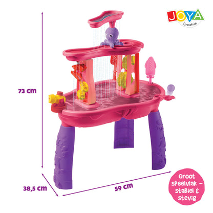 Joya Creative Mesa de agua rosa de 34 piezas – Mesa de juegos de agua para niñas con cascada y accesorios