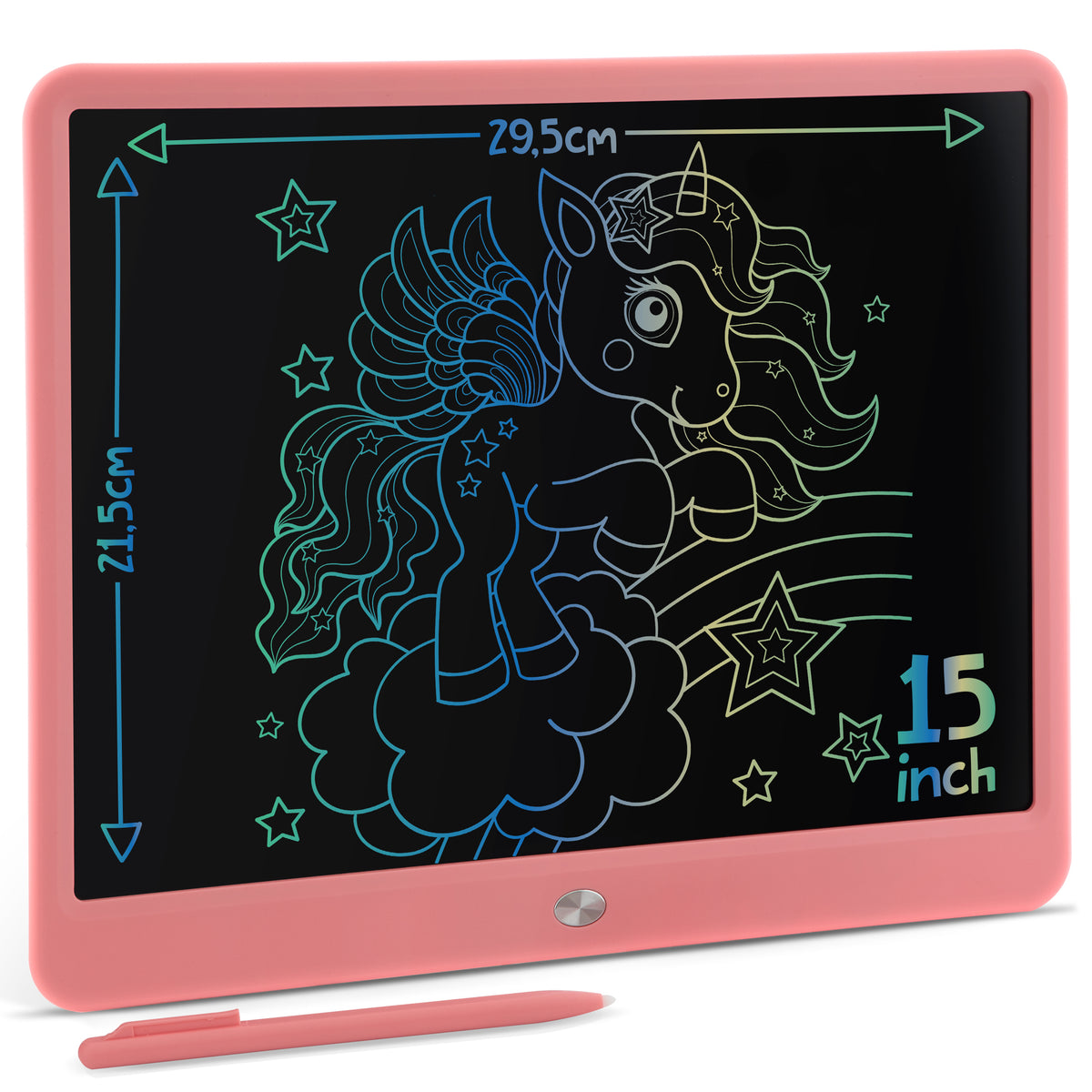Joya Creative Pizarra de dibujo digital rosa de 15 pulgadas – Tableta de dibujo LCD para niños con función de borrado