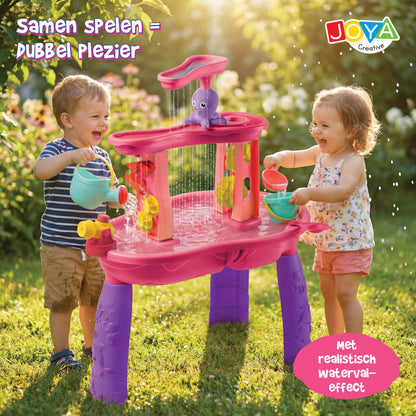 Joya Creative Mesa de agua rosa de 34 piezas – Mesa de juegos de agua para niñas con cascada y accesorios