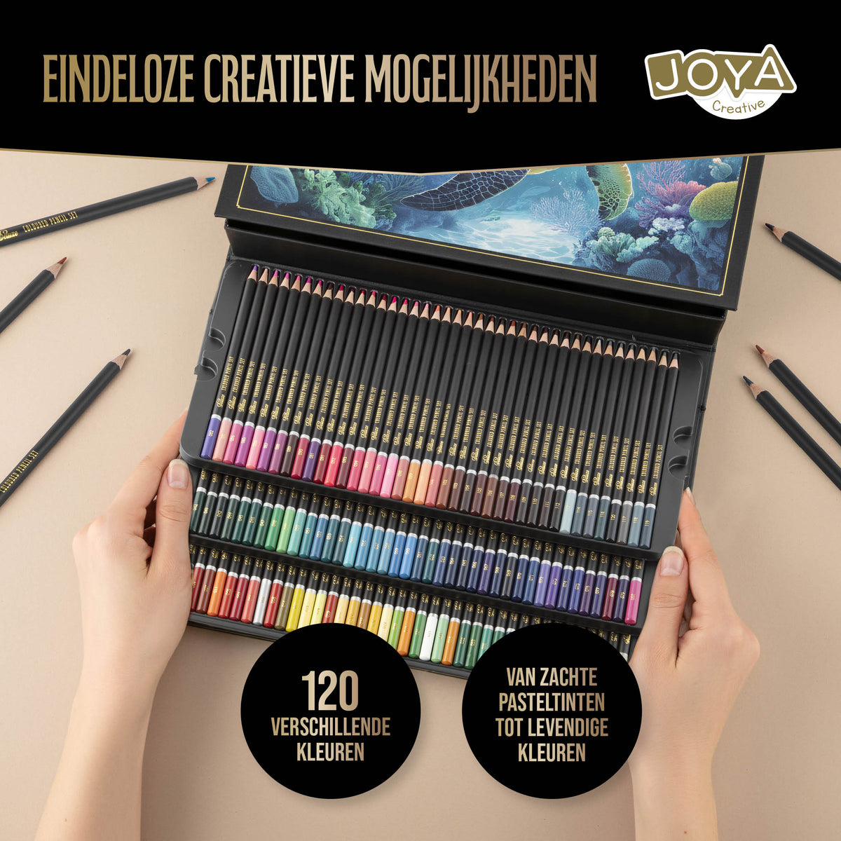 Joya Creative Set profesional de lápices de colores de 120 colores – Set de dibujo premium para adultos y niños en una caja de lujo