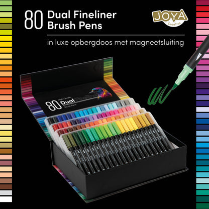 Joya Creative Set de fineliners dobles y rotuladores de pincel de 80 piezas – Rotuladores de colores para lettering, bullet journaling y dibujo