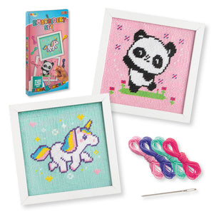 Joya Creative Borduurpakket voor Beginners 2-in-1 – Leer Borduren met Unicorn en Panda inclusief Borduurring