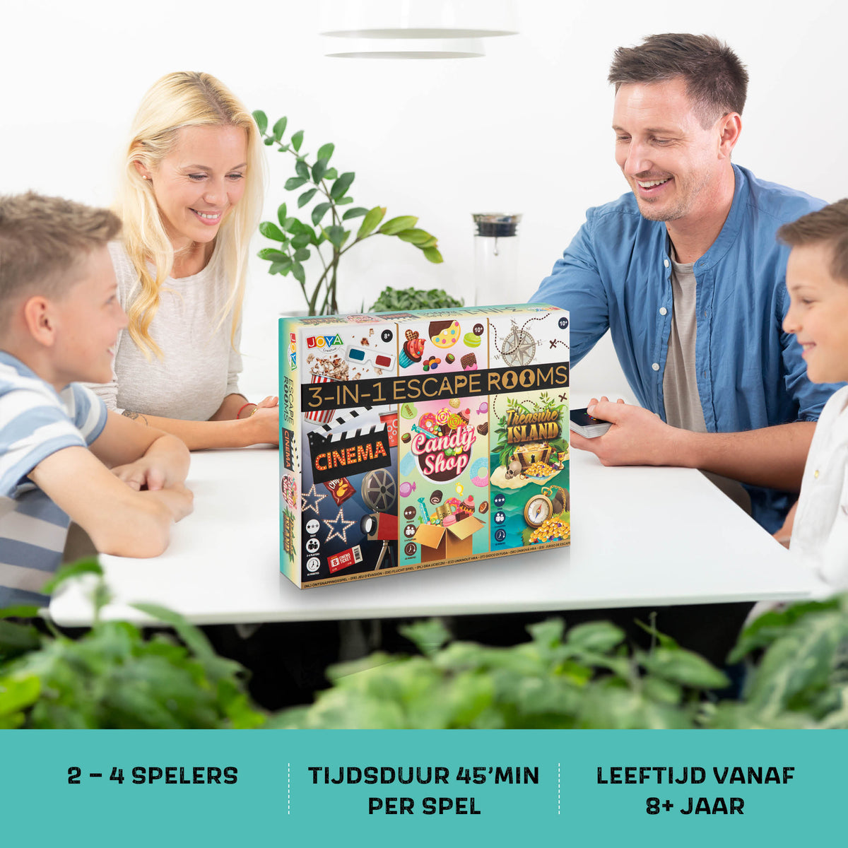 Joya Creative 3-in-1 Escape Room Spel – Gezelschapsspel met Breinbrekers en Puzzels voor het Hele Gezin
