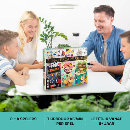 Joya Creative 3-in-1 Escape Room Spel – Gezelschapsspel met Breinbrekers en Puzzels voor het Hele Gezin