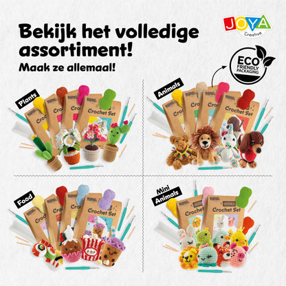Joya Creative Haakpakket Planten & Bloemen 4 Delig – Complete Amigurumi Haakset voor Volwassenen met Ergonomische Haaknaalden