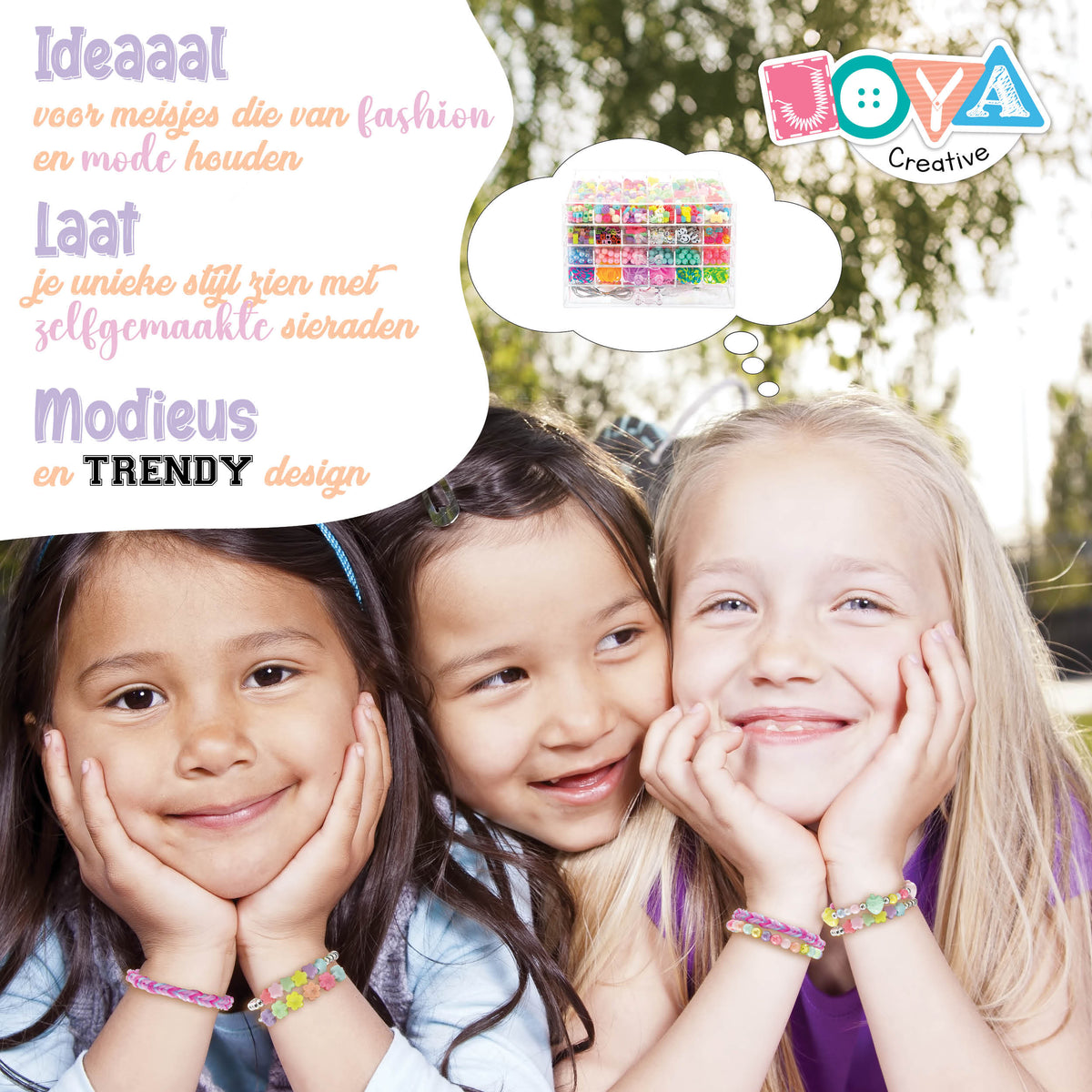 Joya Creative Mega Jewelry Making Set 3000+ Pieces – Bead Set with Letter Beads, Pearls & Loom Bands for Girls