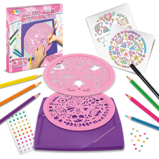 Joya Creative Mandala Designer 2-in-1 – Mandala Drawing Kit with Stencils, Colored Pencils, and Fineliners