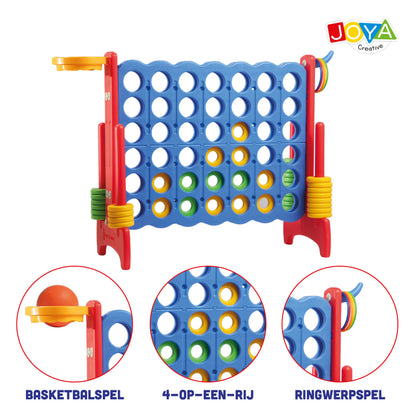 Joya Creative Juguete de exterior 3 en 1 – XXL 4 en raya, juego de baloncesto y juego de lanzamiento de aros para interior y exterior