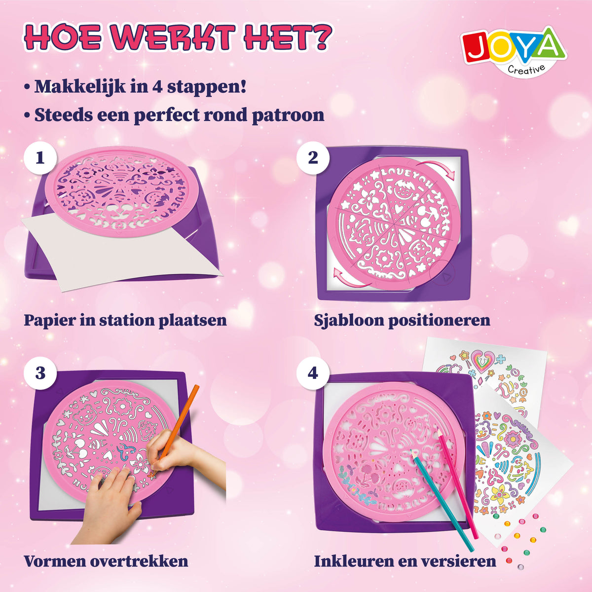Joya Creative Diseñador de mandalas 2 en 1 – Kit para dibujar mandalas con plantillas, lápices de colores y rotuladores finos
