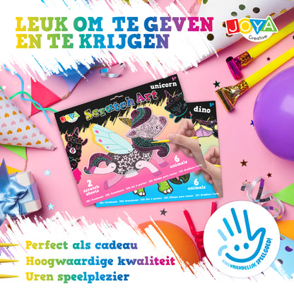 Joya Creative Unicorn Scratch Art Set - Children's Scratch Book with Animals, Scratch Drawings & Magical Rainbow Effects