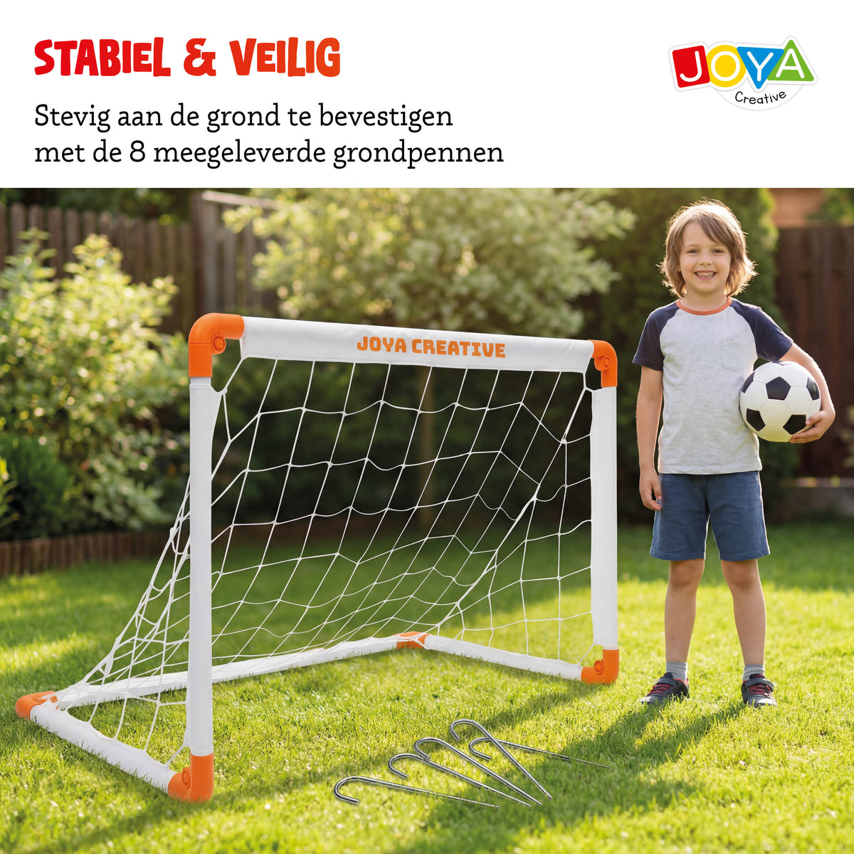 Joya Creative Set de 2 porterías de fútbol – Porterías de fútbol plegables con balón, bomba manual y bolsa de transporte para niños