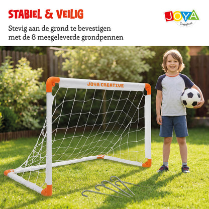 Joya Creative Set de 2 porterías de fútbol – Porterías de fútbol plegables con balón, bomba manual y bolsa de transporte para niños