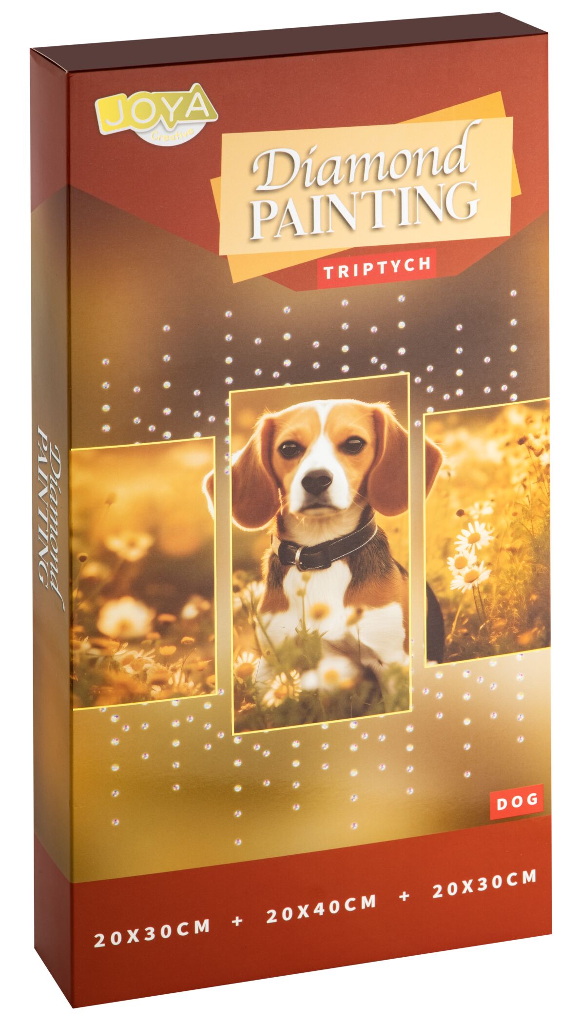 Joya Creative Tríptico de diamond painting de perro - Diamond painting DIY para adultos con 3 paneles y piezas redondas