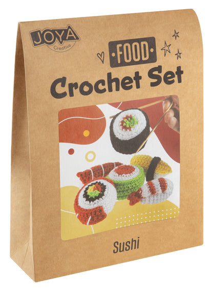 Joya Creative Haakpakket Food 4 Delig – Amigurumi Haakset met Sushi, Bubble Tea, Popcorn en Cupcake voor Beginners