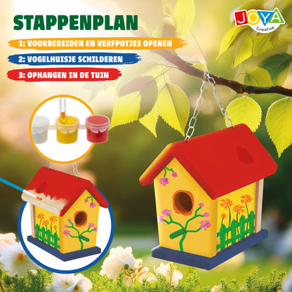 Joya Creative Kit para construir y pintar una casita para pájaros – Construye y pinta tu propia casita para pájaros para el jardín