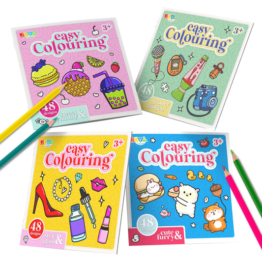 Joya Creative Cozy Coloring Set 4 Delig – Easy Coloring Boeken voor Kinderen en Volwassenen met 192 Kleurplaten