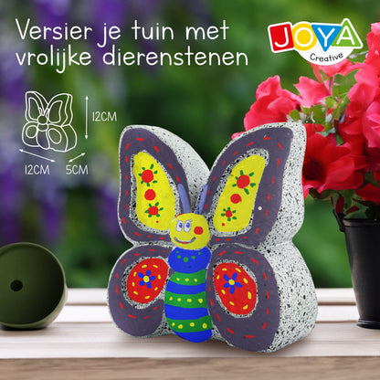 Joya Creative Happy Stones Painting Kit Animals – Complete Stone Painting Set for Kids with Paint, Brush & Butterfly Stone
