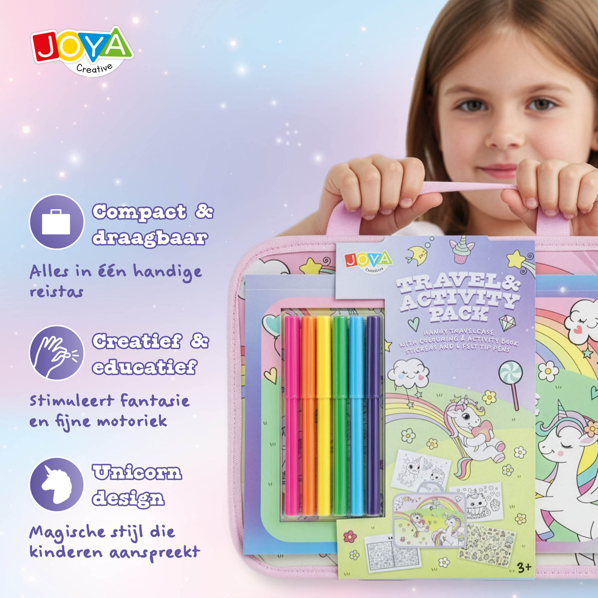 Joya Creative Juguete de viaje de unicornio para niñas - Libro para colorear, pegatinas y rotuladores para el trayecto y las vacaciones