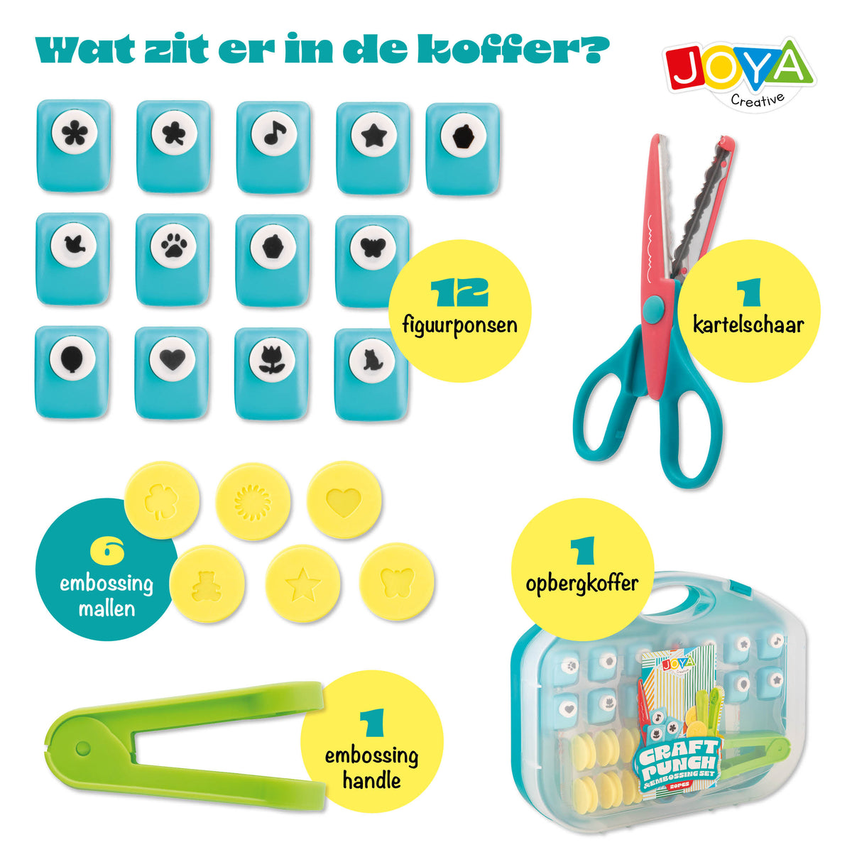 Joya Creative Punches and Embossing Set 20 Pieces – Figure Punches, Embossing Molds and Die Cut Set for Paper Crafting