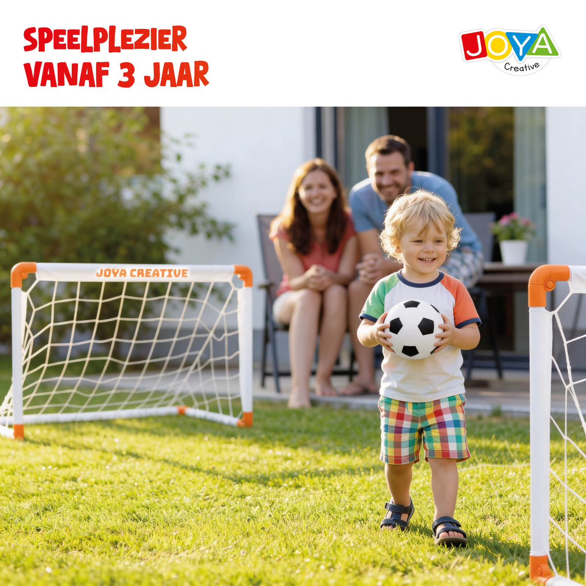 Joya Creative Set de 2 porterías de fútbol – Porterías de fútbol plegables con balón, bomba manual y bolsa de transporte para niños