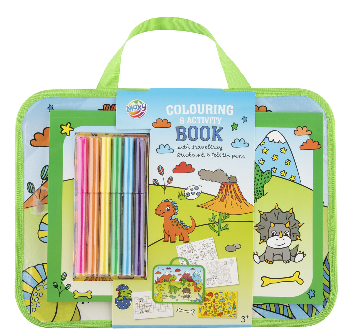 Joya Creative Dino Travel Pack for Boys – Coloring Book, Sticker Book, Activity Book & Drawing Kit for On the Go and Holidays