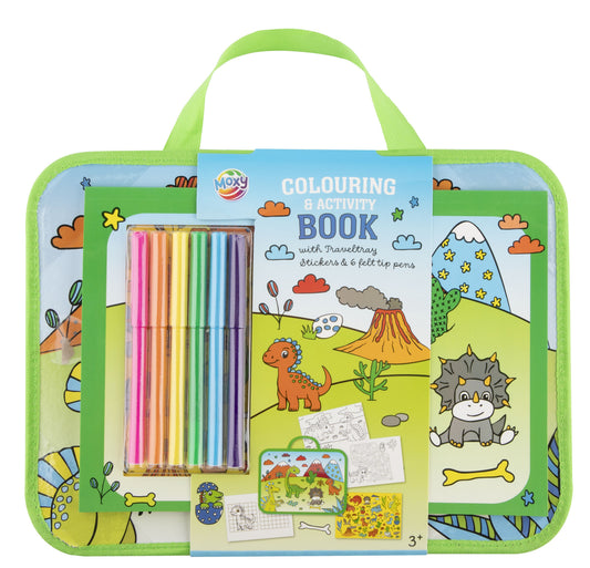 Joya Creative Dino Reispakket voor Jongens – Kleurboek, Stickerboek, Doeboek & Tekenpakket voor Onderweg en Vakantie