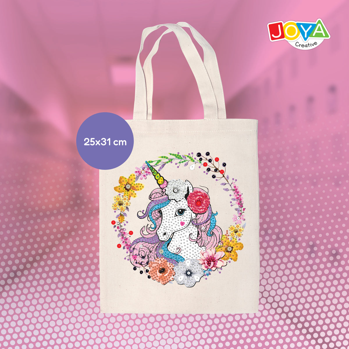 Kit de manualidades de diamond painting de unicornio - Kits de moda - Personaliza tu propio bolso - Juguete creativo para niños - Decoración de unicornio - Joya Creative