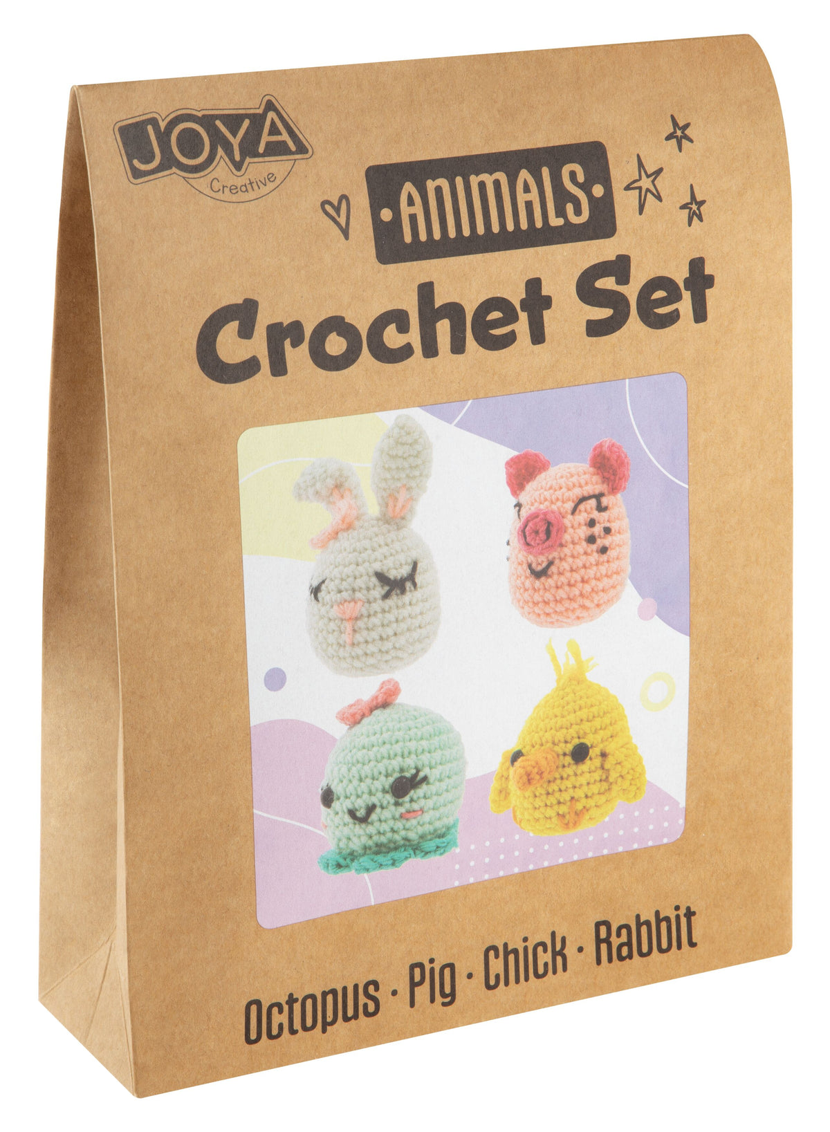 Joya Creative Kit de ganchillo de animales de 8 piezas – Set completo de amigurumi con 8 animales para principiantes y adultos