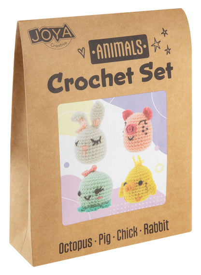 Joya Creative Kit de ganchillo de animales de 8 piezas – Set completo de amigurumi con 8 animales para principiantes y adultos