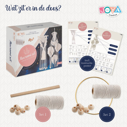 Joya Creative Set de macramé 2 en 1 – Crea tu propio tapiz de pared y atrapasueños, kit de manualidades DIY para adultos