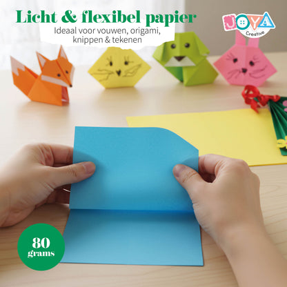 Joya Creative Gekleurd Papier A4 500 Vel – 10 Kleuren Knutselpapier 80g voor Vouwen, Knutselen, School en Hobby