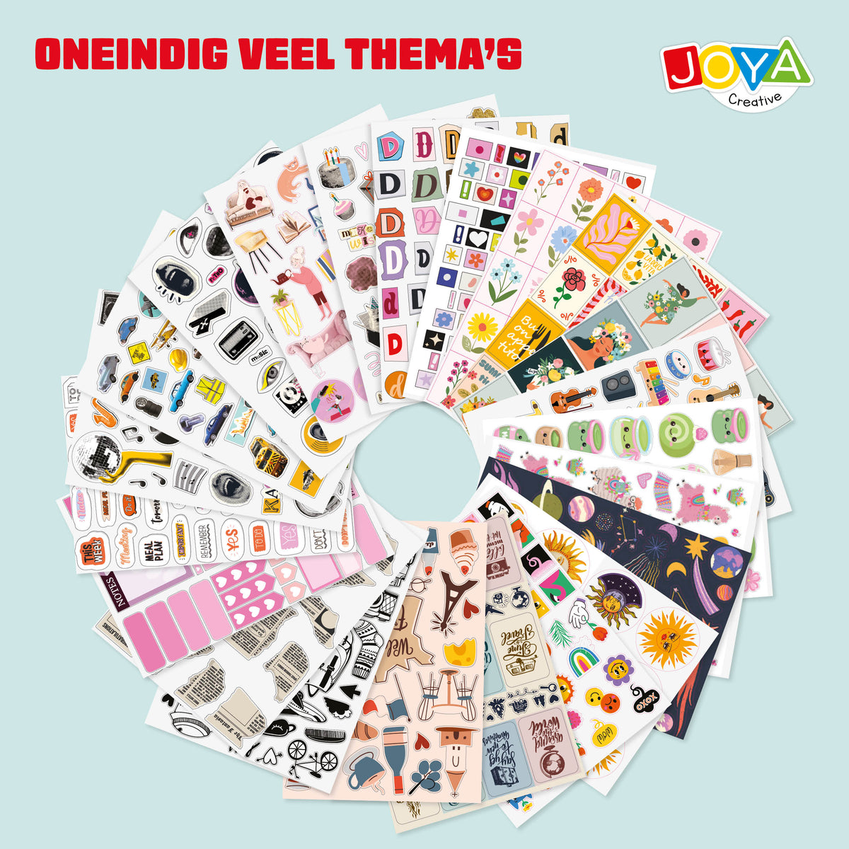 Joya Creative Libro de pegatinas XXL con 8.500 pegatinas – Libro de bullet journal, scrapbooking y journaling con 200 páginas