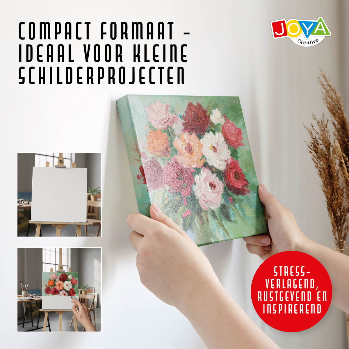 Joya Creative Lienzos para pintar 20x20 cm – Set de 24 lienzos de 100% algodón para pintura acrílica, pintura al óleo y manualidades