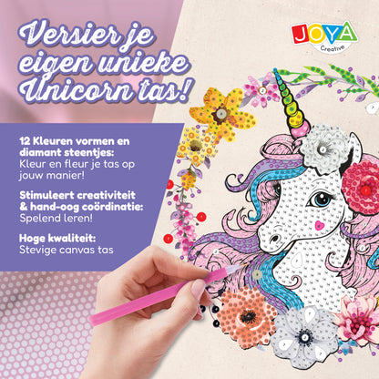 Kit de manualidades de diamond painting de unicornio - Kits de moda - Personaliza tu propio bolso - Juguete creativo para niños - Decoración de unicornio - Joya Creative