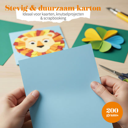 Joya Creative Cartulina de colores A4 de 100 hojas - Papel de manualidades de 200 gramos en 10 colores con libro de inspiración incluido