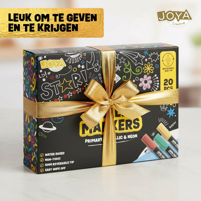 Joya Creative Raamstiften Set 20 Delig – Afwasbare Krijtstiften voor Ramen, Krijtborden en Glas