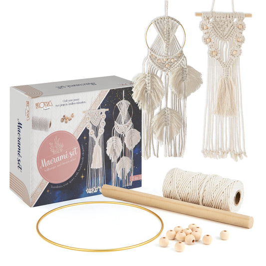 Joya Creative Macramé Set 2-in-1 – Make Your Own Wall Hanging and Dream Catcher DIY Craft Kit for Adults