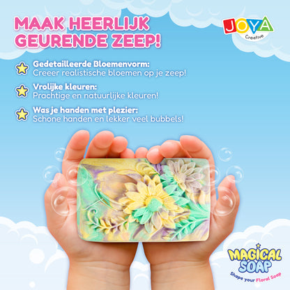 Joya Creative Kit para hacer jabón para niños - Set de jabón floral DIY con plastilina de jabón, moldes y bolsitas de regalo