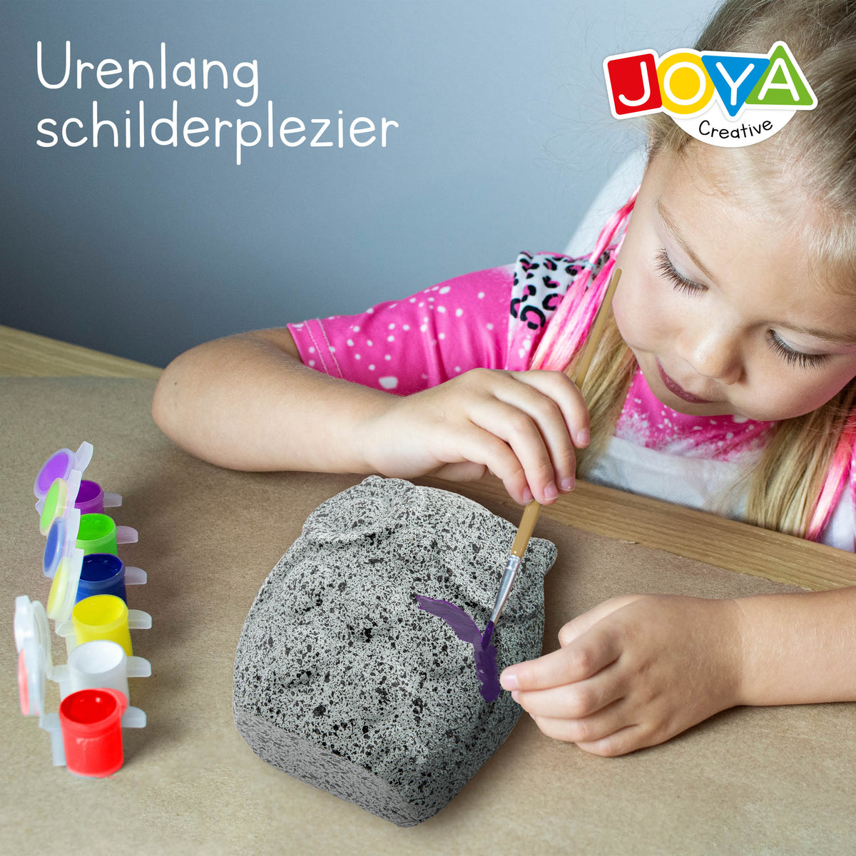 Joya Creative Happy Stones Schilderpakket Uil – Complete Stenen Schilderen Set voor Kinderen met Verf & Penseel